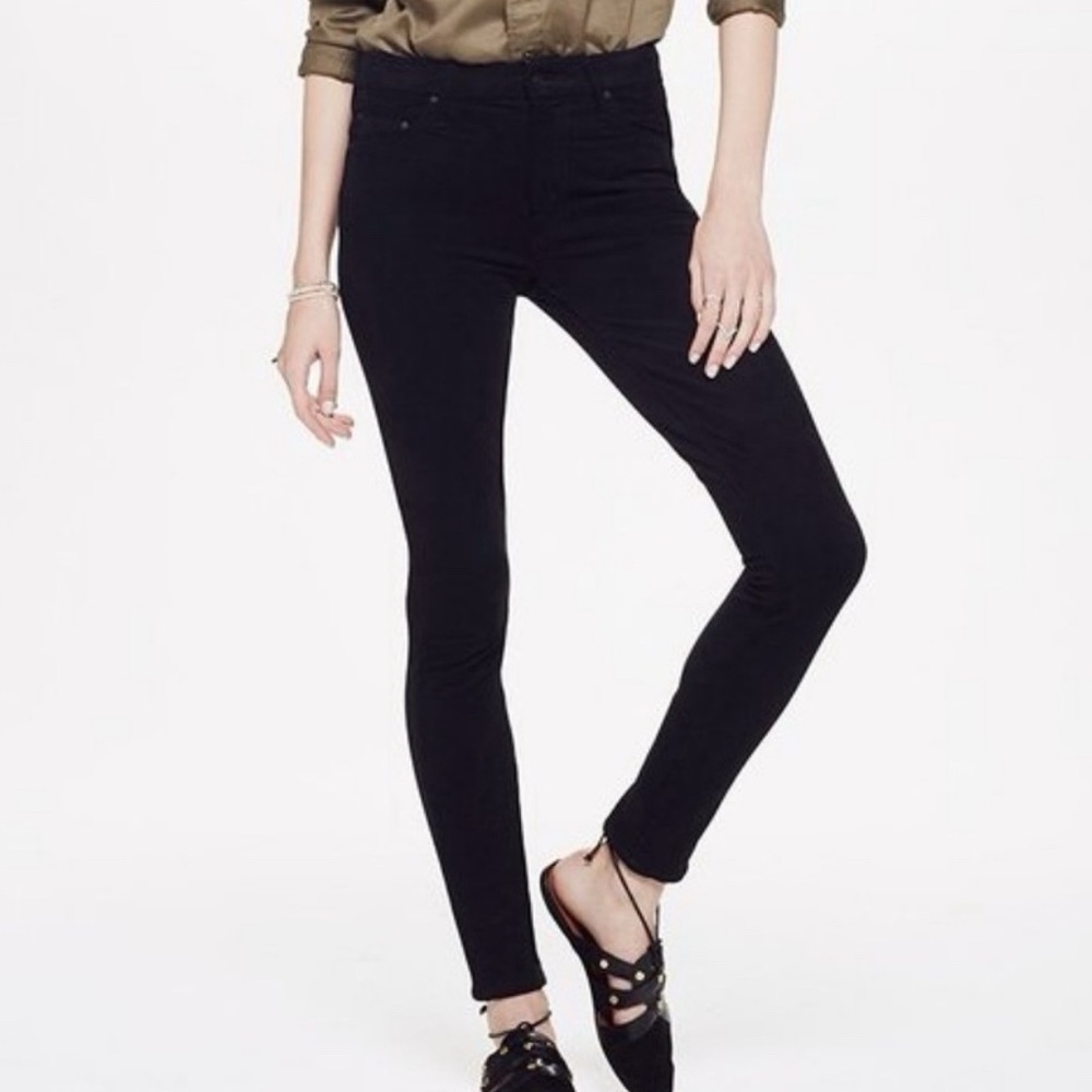 Mother‎ HighWaist Looker Vegan Suede Jeans 28 Black Tricks of the Trade Stretch